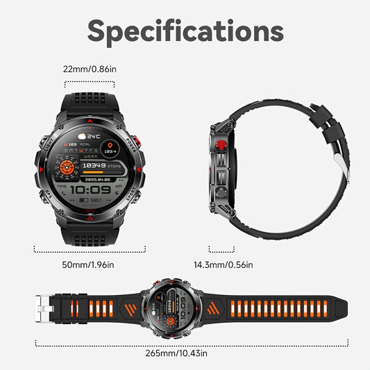 Smart Watch 1.46-Inch Round GPS Display with 3ATM Rating, Wireless Calling and Eight Strap Styles