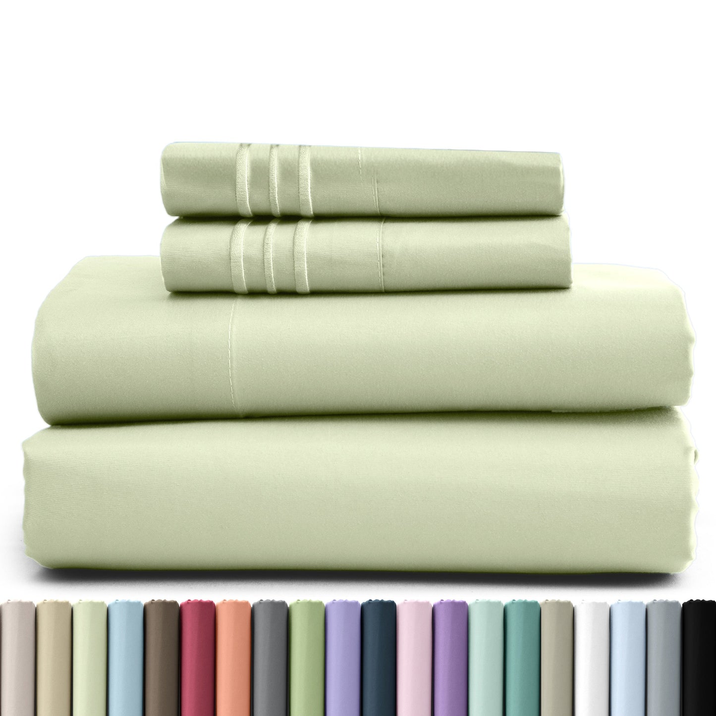 Bed Sheet Set Brushed Microfiber in 3- or 4-Piece Configuration with 16-Inch Pocket and Twenty-Four Colors