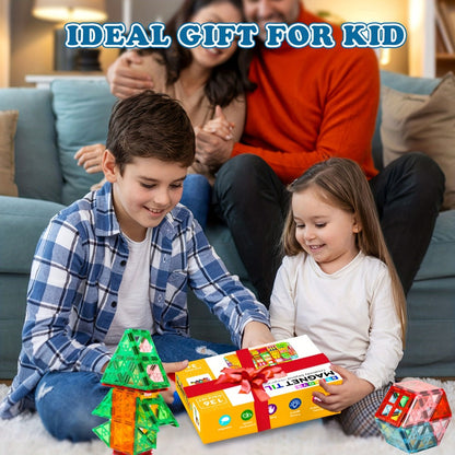 Magnetic Tiles Building Sets in 80, 106 or 136-Piece Options with Multicolor Translucent Shapes and Vehicle Bases