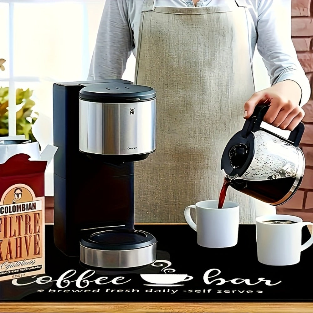 Kitchen Mat, Bohemian Coffee Bar Counter Pad in Five Sizes with Absorbent Fabric and Machine-Wash Care