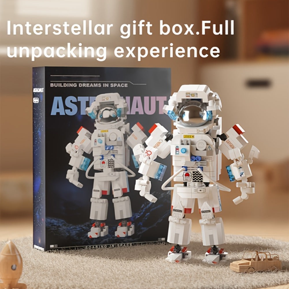 Building Block Set Astronaut Model, 623 Micro Pieces with White Space Suit Figure and 23cm Display Height