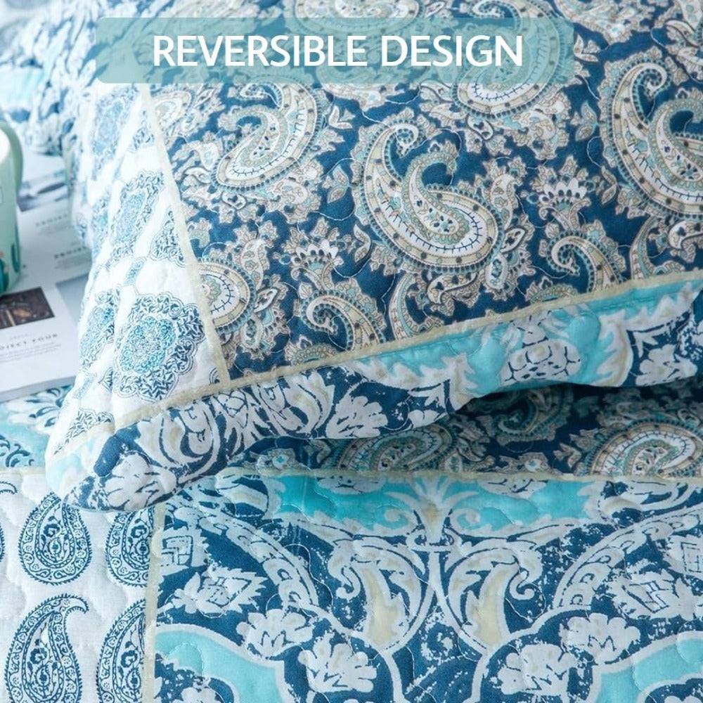 Lightweight Floral Quilt Set in Twin, Queen or King Sizes with 17 Paisley and Patchwork Color Options