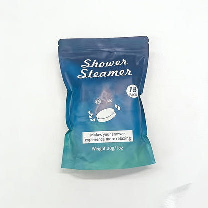 Eighteen Individually Wrapped Shower Steamers with Six Fragrance Labels and 30 g Tablet Packaging