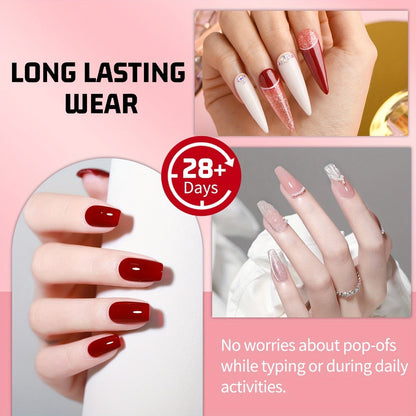 Nail Glue Set, MAGIC ARMOR Four 10g White and Black Squeeze Tubes with Precision Nozzles for Nail Art