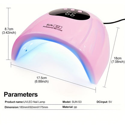 Gel Polish Curing Light USB Nail Dryer Lamp with LCD Display - Professional Nail Art Drying Lamp for All Gel Polish Manicure Pedicure Home Salon Tool, Pink White Blue