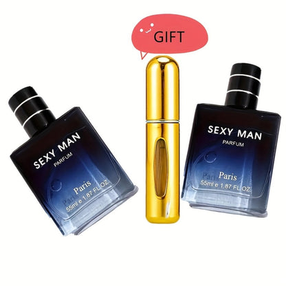 Cologne Spray for Men SEXY MAN Two-Bottle Set with 7054A and 7054B Color Options and Gift Vial