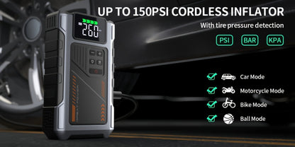 8000A Jump Starter with Air Compressor - 12V Portable Jump Box for Gas & Diesel Cars, USB Ports & LED Flashlight | Up to 8.0L Gas & 6.5L Diesel