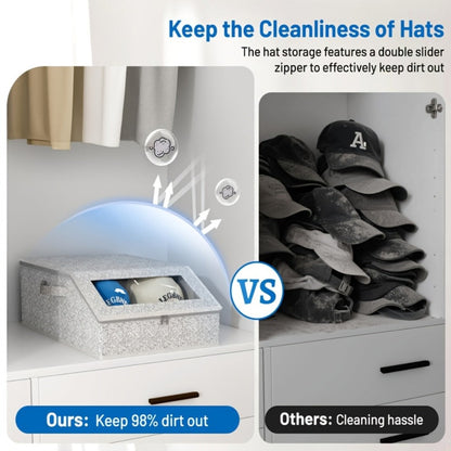 Stackable Baseball Cap Storage Box Organizer | Dustproof Cardboard Hat Box Holds 24 Caps | 1/2 Pack