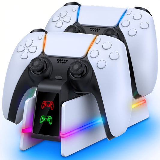 PS5 Controller Charging Station 9-Color LED Light Fast Charging Dock for DualSense & DualSense Edge - Compatible with PS5 Slim Pro All Models