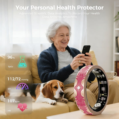 Smart Ring for Women Health & Sleep Tracker No Subscription – 24/7 Heart Rate Stress Fitness Monitoring, Gesture Photo Control, Strava Sync, iPhone & Android Compatible, Navy Blue & Sunset Purple US Size 7 9 10