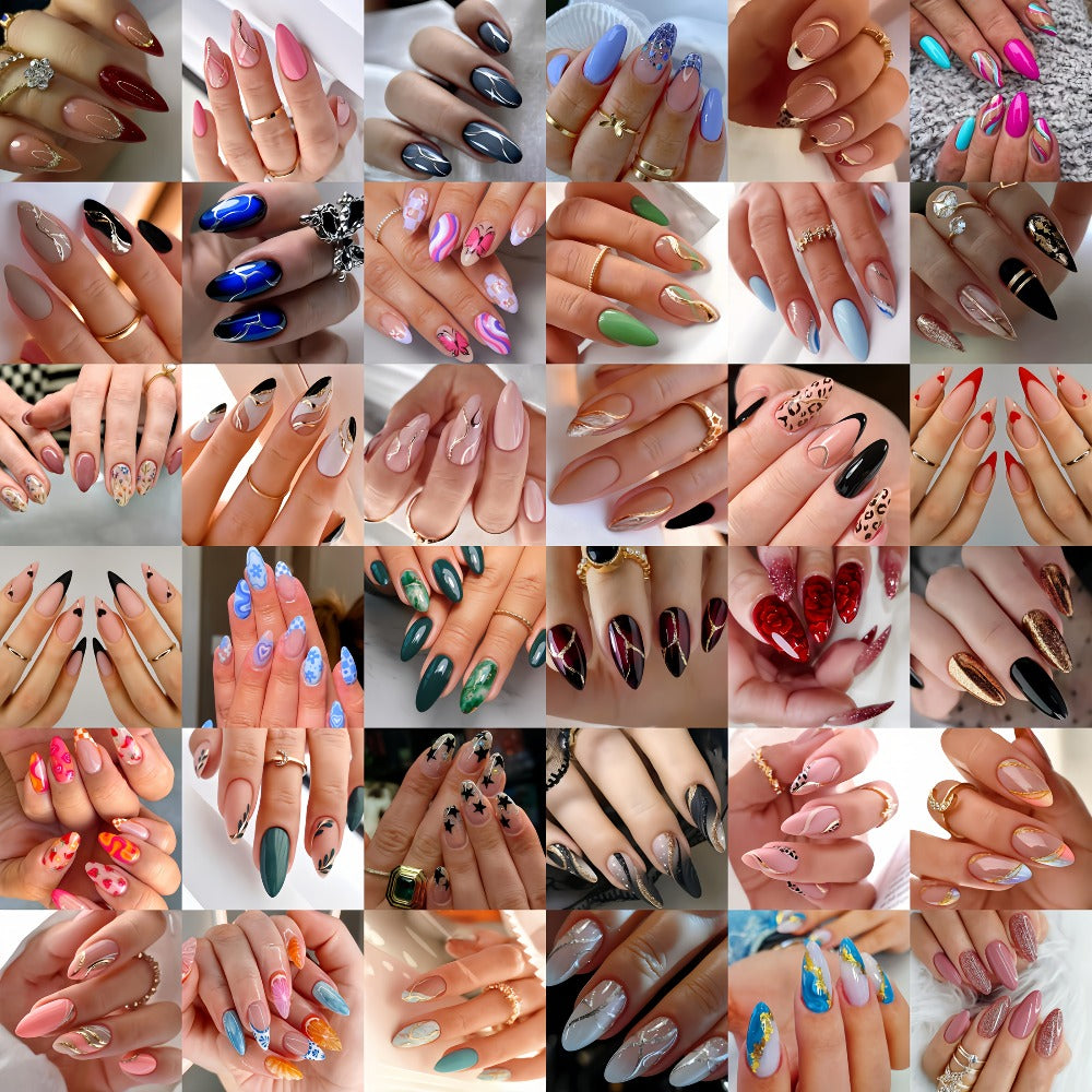 Press On Nails 375-Piece Kit with 360 Assorted Nails, Bracelet and 14-Piece Nail Art Tool Set