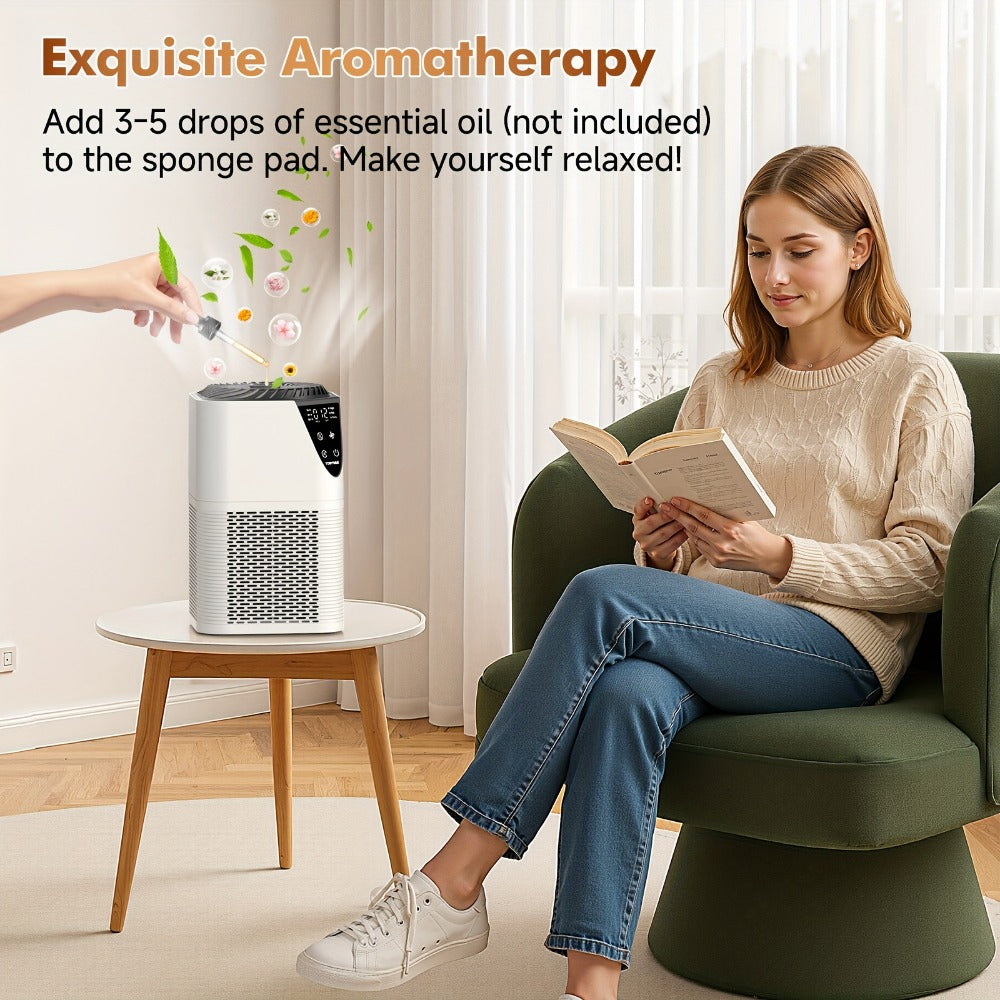 Air Purifier TDBYWAE MB-025 with H13 Three-Stage Filter, 1250 Sq Ft Source Value, PM2.5 LCD and 25dB Mode