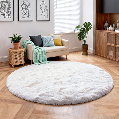 Round Shaggy Area Rug in Seven Solid or Tie-Dye Colors with 4 x 4-Foot to 8 x 8-Foot Sizes
