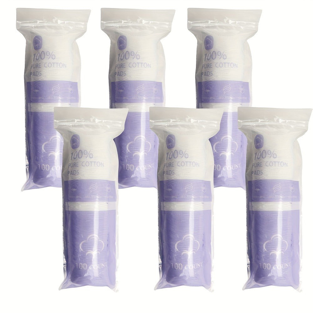 Round Cotton Makeup Remover Pads in 300- or 600-Count Packs with 5.8 cm Diameter and Stitched Edges