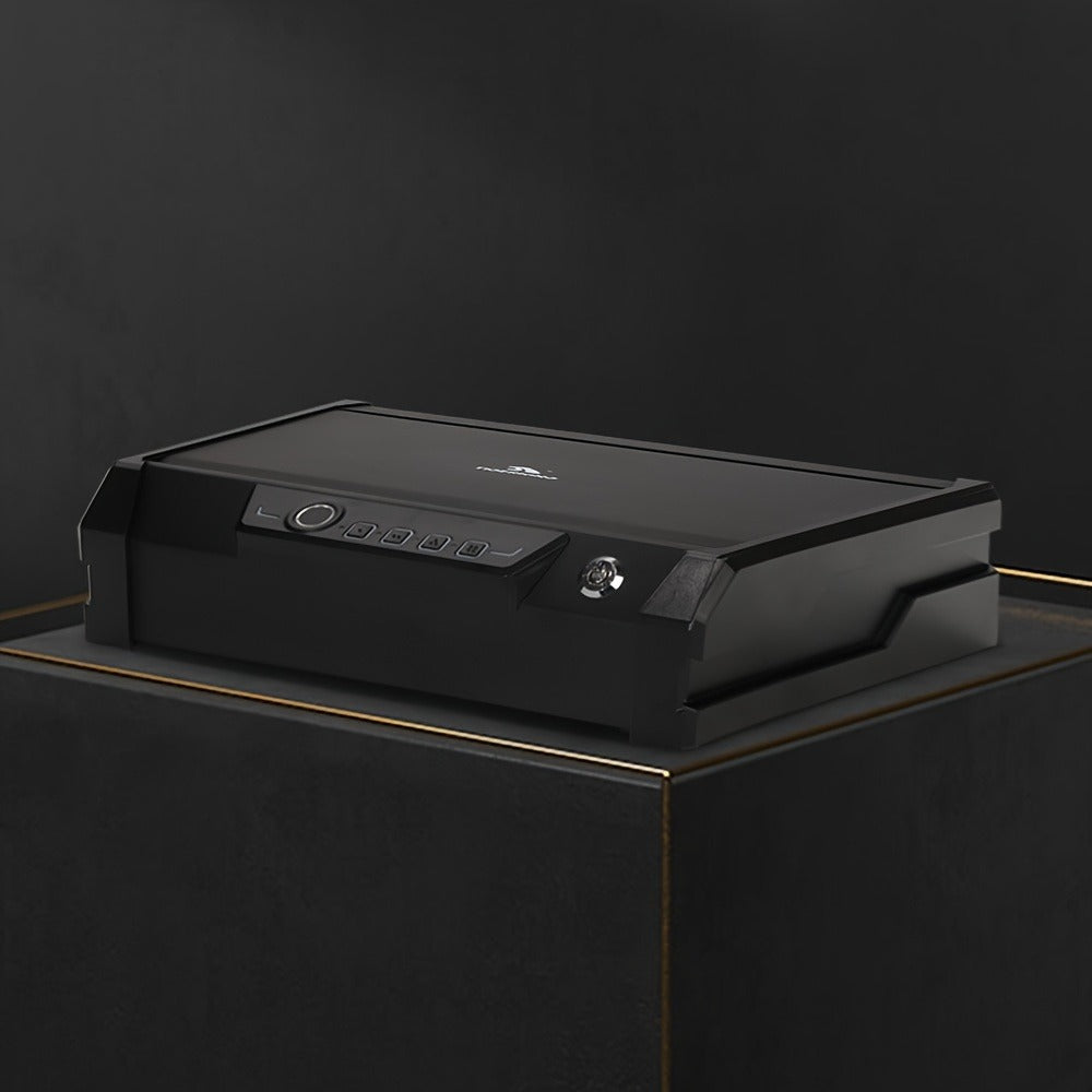 Biometric Pistol Safe with Fingerprint Reader, Digital Keypad, Auto-Open Lid, Interior Light and Mute Mode