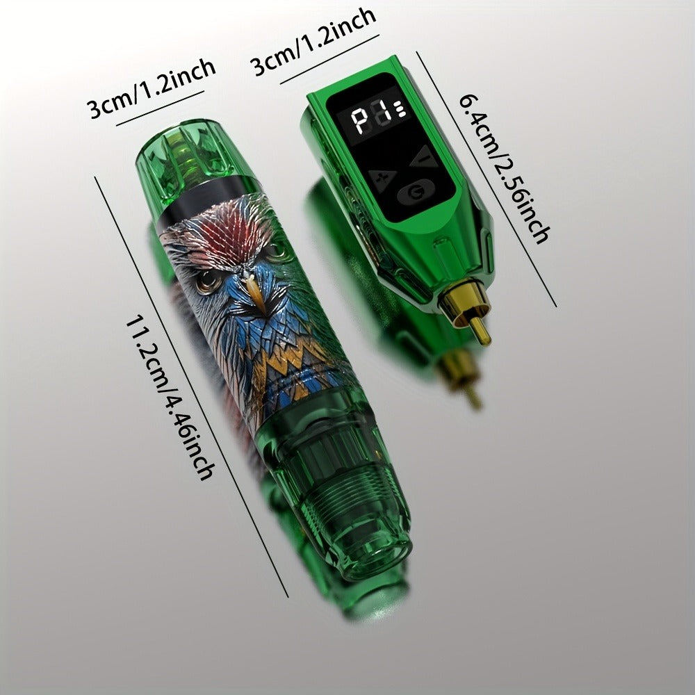 INKSOUL TM-91 Tattoo Kit with Rotary Pen, Detachable Wireless Power Module, 10 Cartridges and Accessories