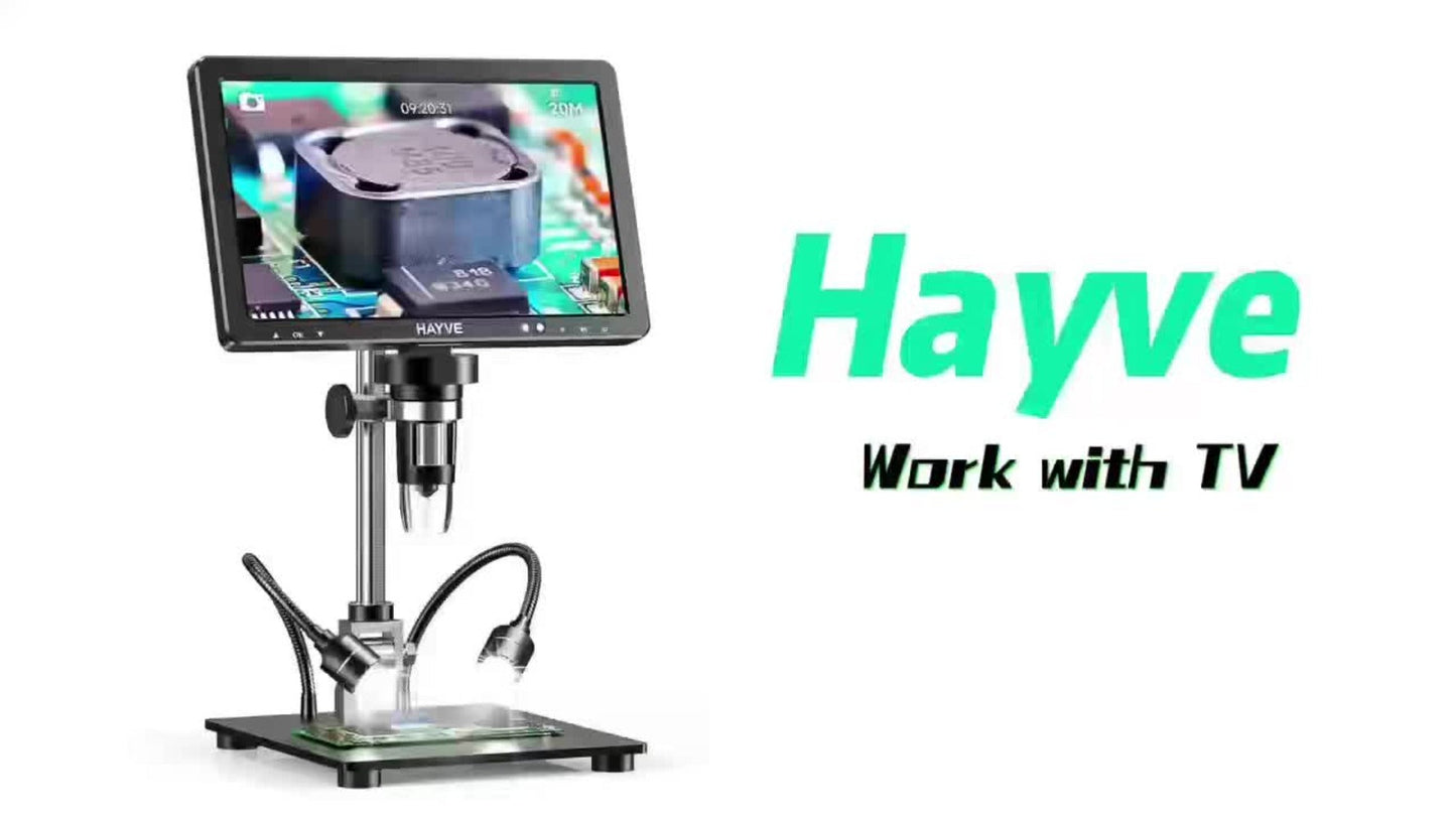 DM12 10.1-Inch IPS Digital Microscope with Dual Side Lights and Extended Stand for Coin and Circuit Board Inspection