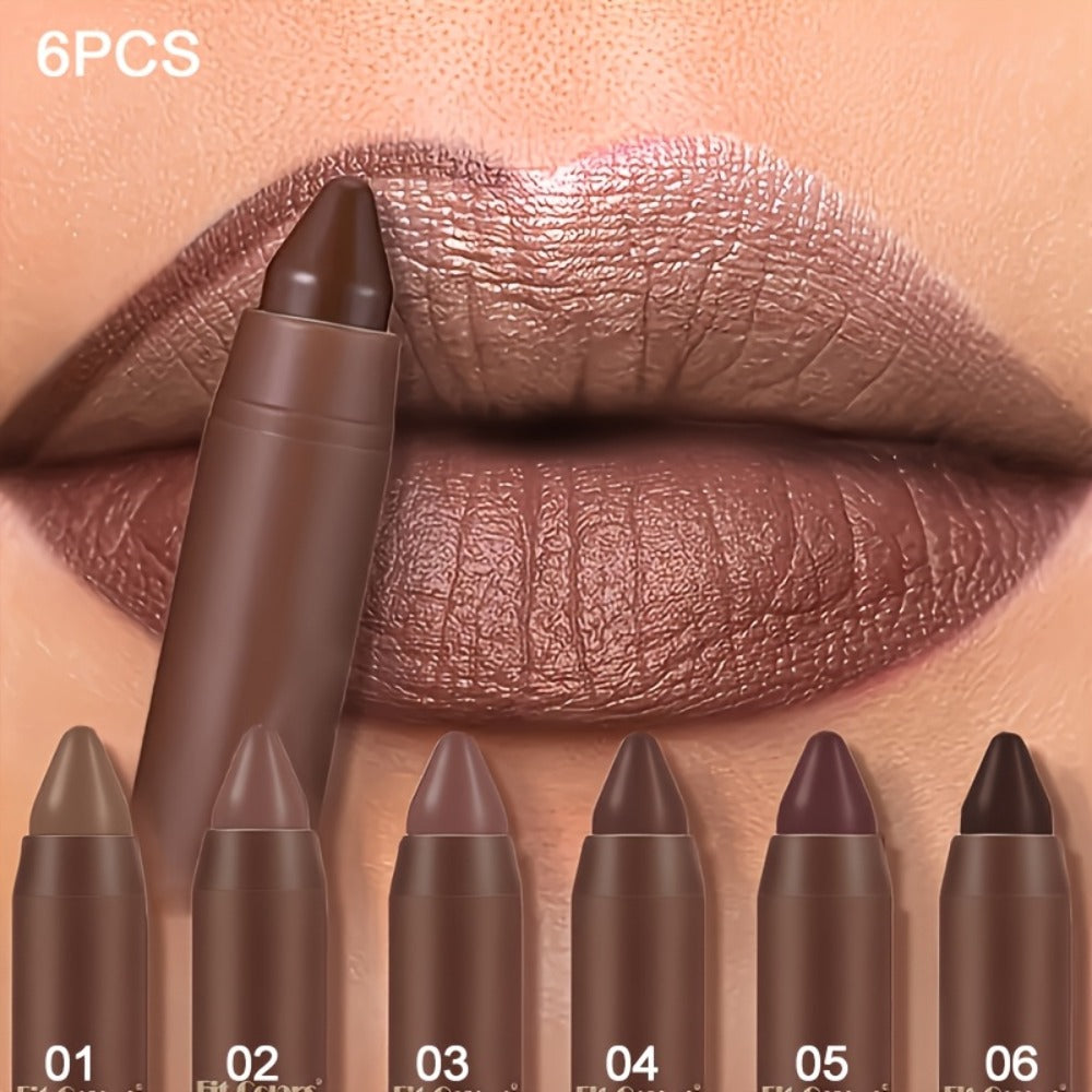 Full Coverage Matte Lipstick Set 6 Shades Waterproof Long-Lasting Non-Fading – Velvet Paste Formula Orange Brown Pink Purple Red Lip Color for All Skin Tones Daily Wear Gift Women