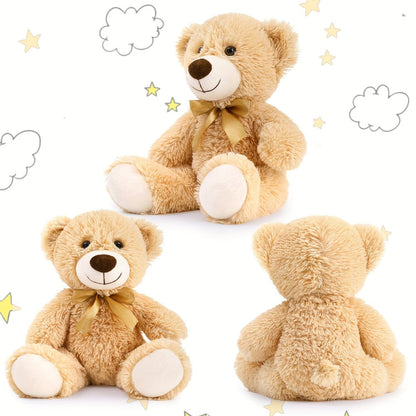 Plush Toy Eight-Pack of 11-Inch Teddy Bears in Dark Brown or Khaki for Events and Favors for Character Display, Room Decor and Gift