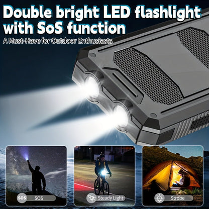 Solar Power Bank, 45800mAh QC3.0 Dual-USB Charger with Solar Panel, LED Flashlight and Five Color Options