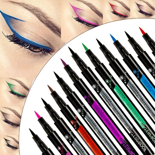 Fine Tip Liquid Eyeliner Pen 12-Pack – Long-Lasting Smudge-Free Precision Eye Liner, Natural Makeup Effect No Tingle Formula, All Skin Tones, Daily Wear Performances & Parties Women's Makeup Gift