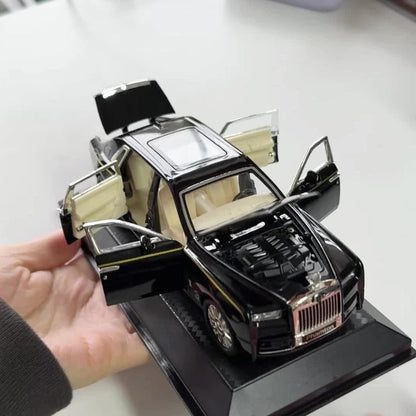 Collectible Zinc Alloy Diecast Car Model with Display Base and Opening Doors in White, Black or Pink