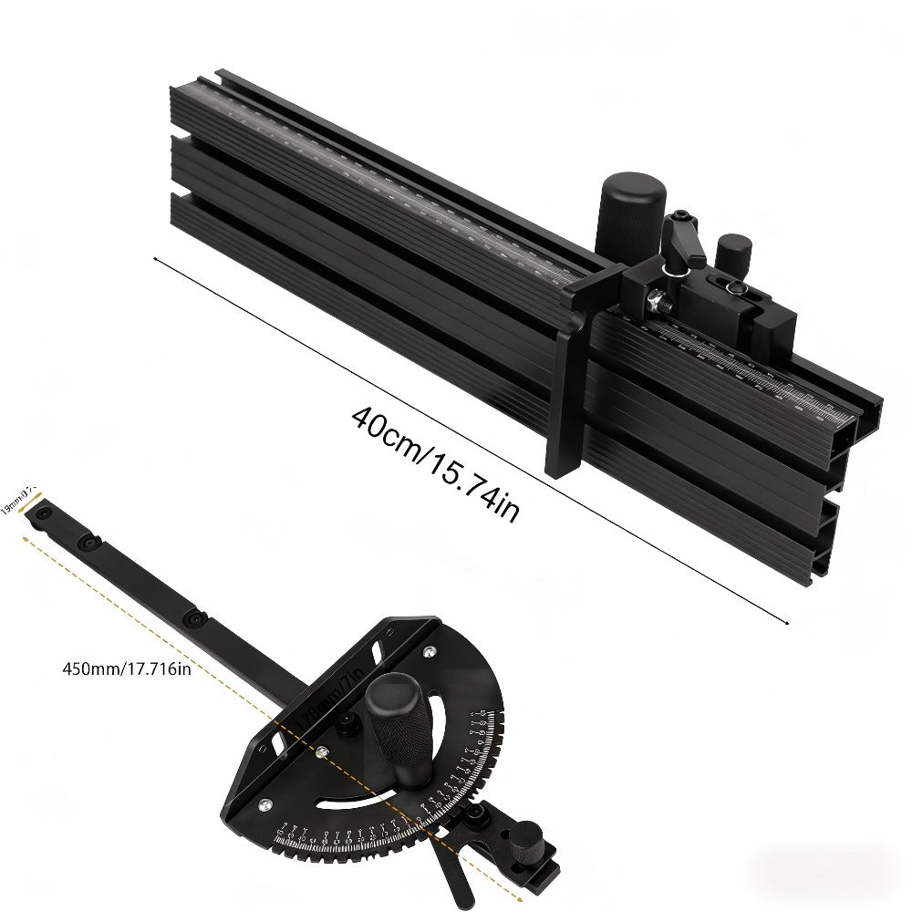 Adjustable Woodworking Miter Angle Gauge with 400 mm Fence and Black or Red Guide Rail Options