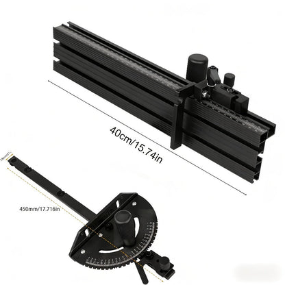 Adjustable Woodworking Miter Angle Gauge with 400 mm Fence and Black or Red Guide Rail Options