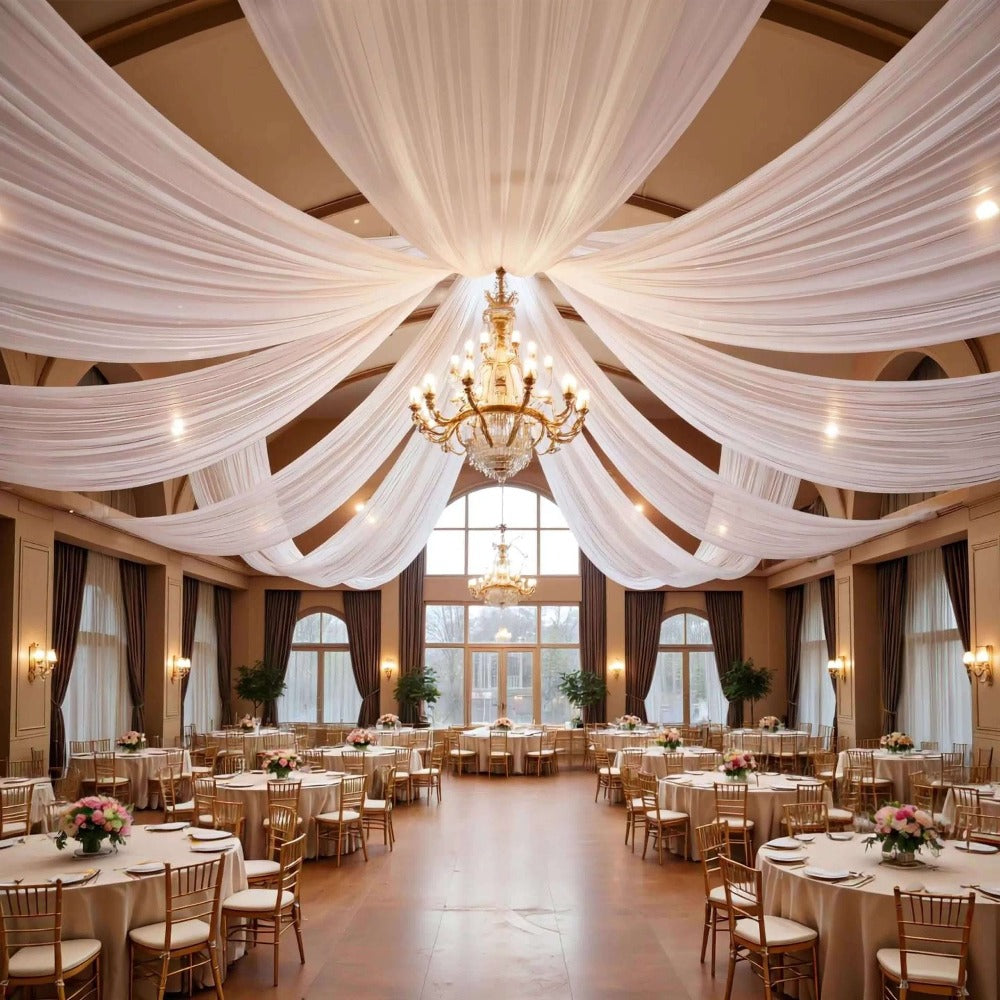 Six-Pack 63-by-118-Inch Sheer Chiffon Wedding Drape Curtains in 12 Source-Labeled Color Options