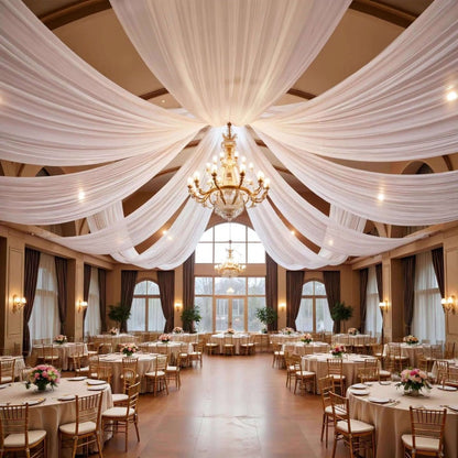 Six-Pack 63-by-118-Inch Sheer Chiffon Wedding Drape Curtains in 12 Source-Labeled Color Options
