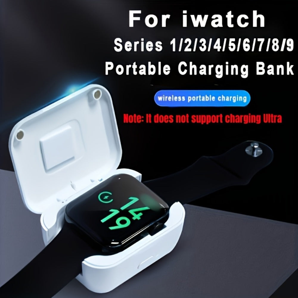 White Portable Watch Charging Case with Hinged Lid, Internal Magnetic Cradle and USB-C-Shaped Rear Port