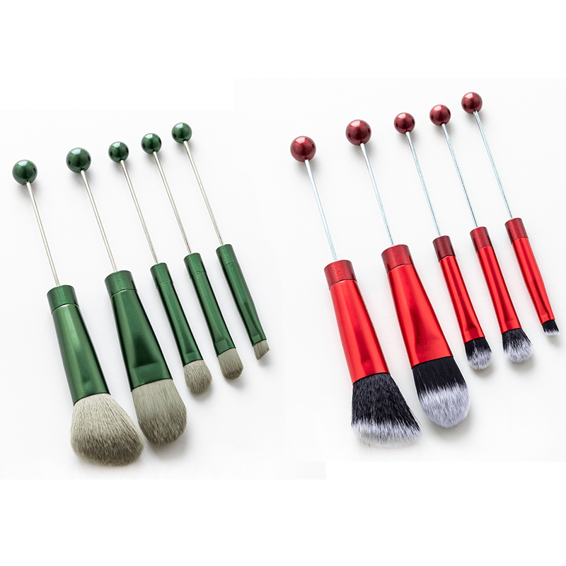 Makeup Brush Set, 10-Piece Bead-Ready ABS Handle Collection with Polyester Bristles and Eleven Color Options