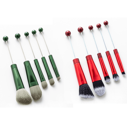 Makeup Brush Set, 10-Piece Bead-Ready ABS Handle Collection with Polyester Bristles and Eleven Color Options