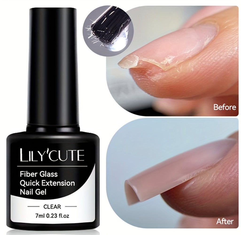 Clear Fiberglass Builder Gel 3-Pack, 7ml Bottles for Broken Nail Repair and Extensions with UV or LED Lamp Curing