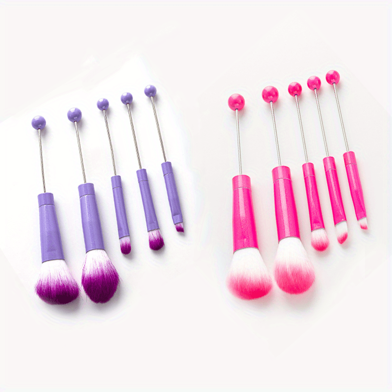 Makeup Brush Set, 10-Piece Bead-Ready ABS Handle Collection with Polyester Bristles and Eleven Color Options