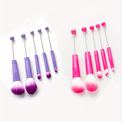 Makeup Brush Set, 10-Piece Bead-Ready ABS Handle Collection with Polyester Bristles and Eleven Color Options