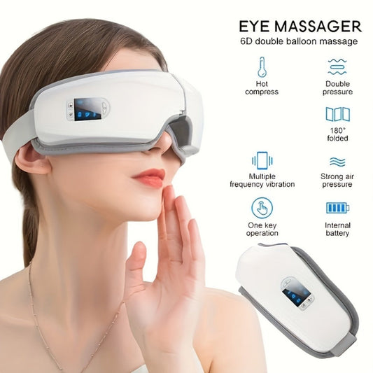 Eye Massager 4D Kneading Vibration Hot Compress Bluetooth Music Massage – Rechargeable Portable Eye Relax Device for Stress Relief