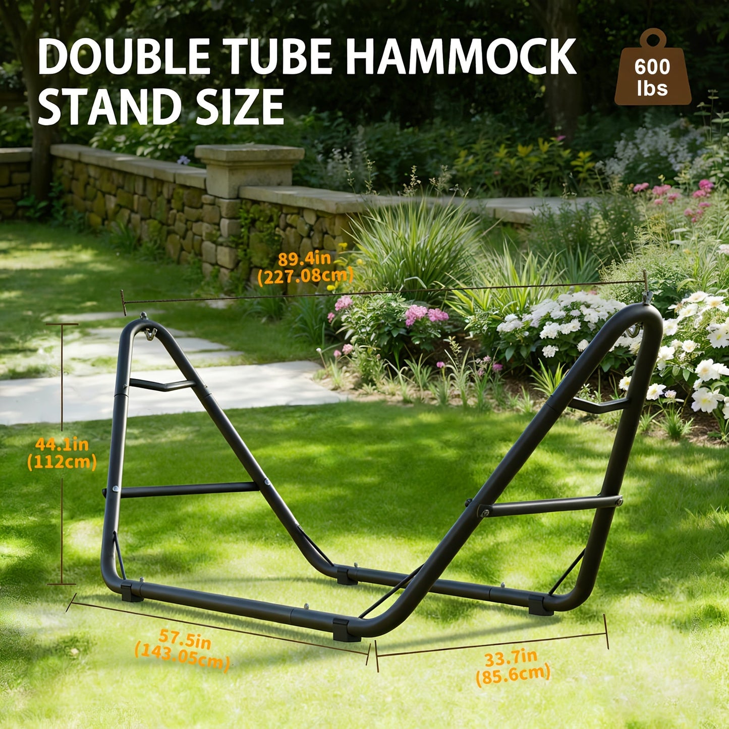 Hammock with Stand Outdoor 600 lbs Capacity Anti-Rollover Heavy Duty Portable Camping Backyard Patio Hammock Bed White Grey Black