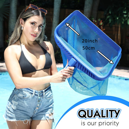 Fine Mesh Pool Skimmer Net with 20 x 12.5-Inch Rectangular Frame and Deep Debris Bag, Pole Not Included