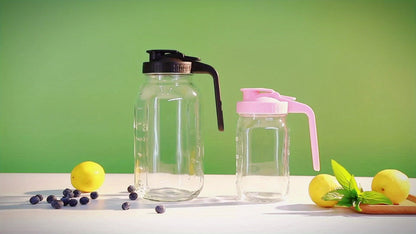 Glass Pitcher Set, 64oz Wide-Mouth Mason Jars with Pour-Spout Lids in Two-Pack or Three-Pack Options