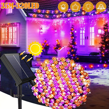 Solar Rope Lights Outdoor – Waterproof Fairy String Lights with Remote Control 8 Modes 1200mAh Battery for Garden Patio Fence Tree Wedding Party – Multicolor Cold White Purple Yellow – 49-115FT