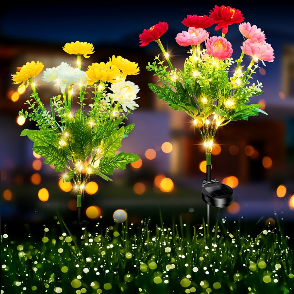 Solar Garden Lights 5-Piece Snow Lotus Flower Stakes with Multicolor LEDs and 72cm Height for Patio