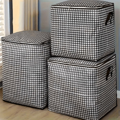 Houndstooth Lidded Storage Bins in One- or Three-Piece XXXL 55.48-Gallon Options with Carry Handles