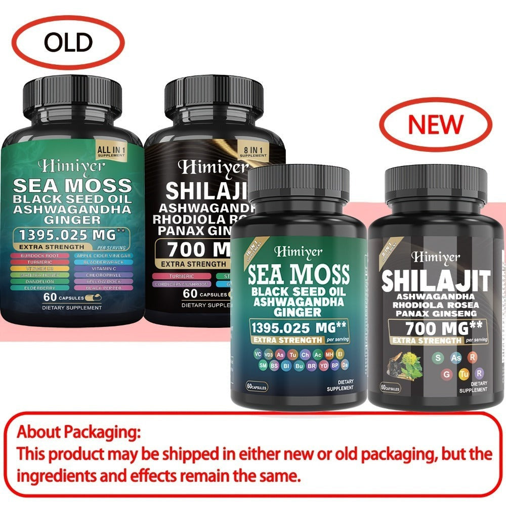 Sea Moss & Shilajit Bundle 6 Bottles – Sea Moss 350mg, Shilajit 300mg & Ashwagandha 200mg | 3-Month Herbal Supplement Kit for Energy, Vitality & Immune Support | All-in-One Wellness Value Pack
