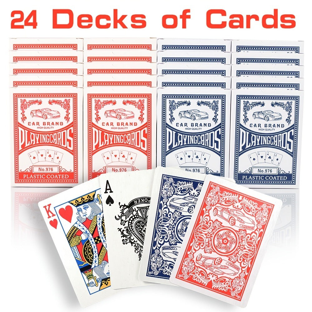 Bulk Playing Card Set with 6-, 12- or 24-Deck Options in Red, Blue or Mixed Color Packs for Group Games