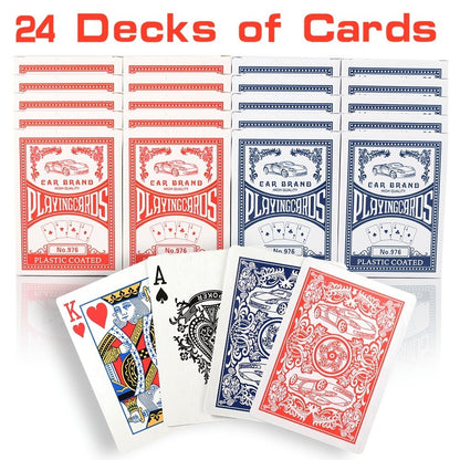 Bulk Playing Card Set with 6-, 12- or 24-Deck Options in Red, Blue or Mixed Color Packs for Group Games