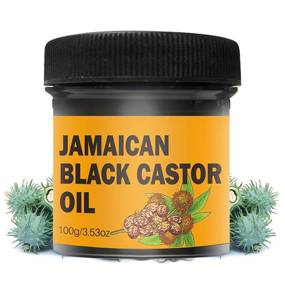 Jamaican Black Castor Hair and Scalp Oil in a 100g Wide-Mouth Jar with 3.53 oz Net Weight Label