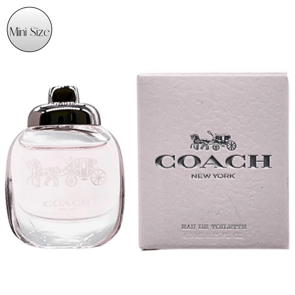 Eau de Toilette Coach New York for Women 4.5ml Mini Bottle with Silver Cap and Pink Boxed Presentation