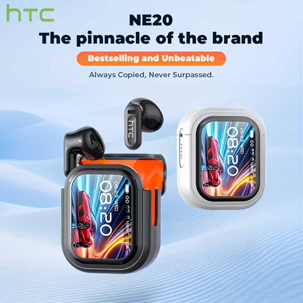 131 Language Real-Time Translation Wireless Headphones HTC NE20 TWS HiFi Sound Low Latency Gaming AI Noise Reduction LED Touch Screen Built-In Mic for Business Travel Office Study Gaming Birthday Gift