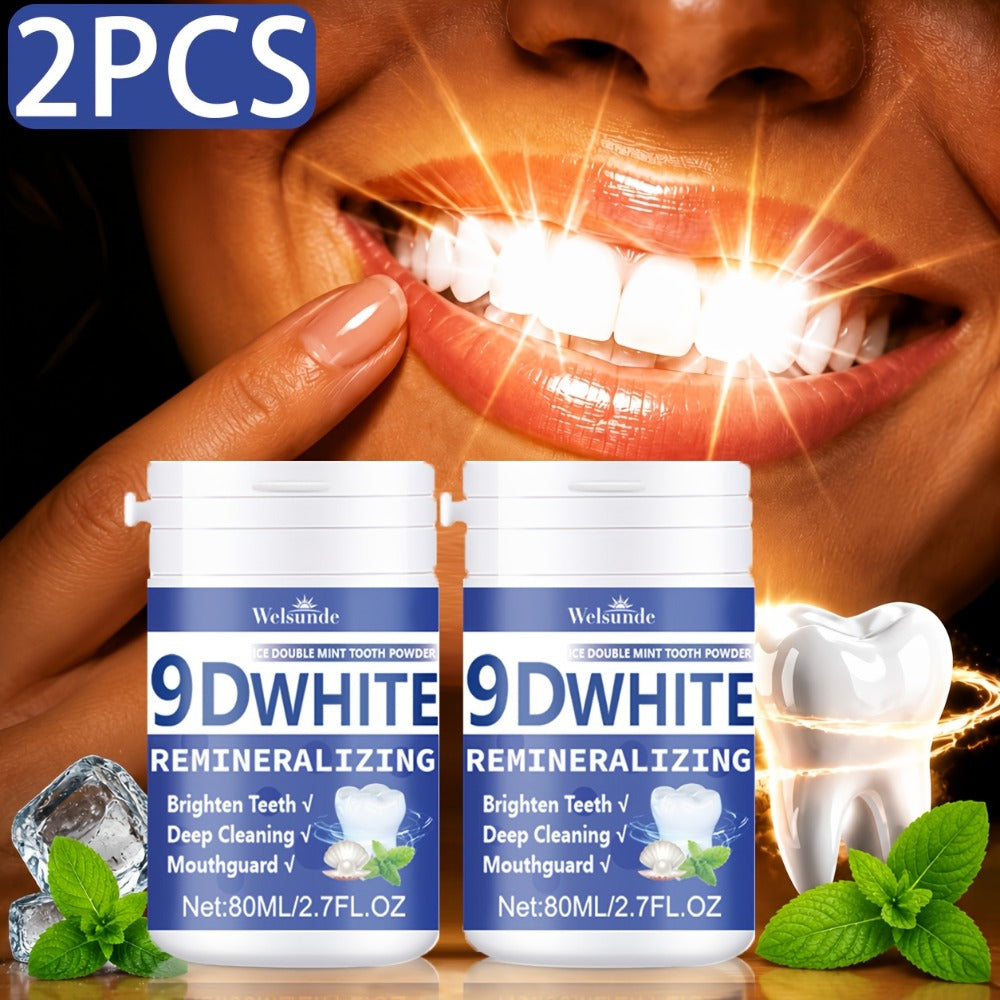 Hydroxyapatite Tooth Powder 2-Pack Remineralizing Fluoride-Free Deep Cleaning Whitening Mint Toothpowder for